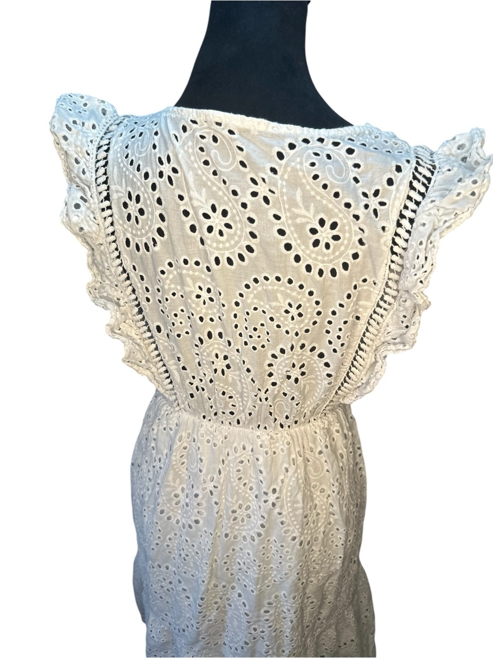 Lungo L’Arno Made in Italy White Eyelet Cotton Dress Women’s Size M - Picture 6 of 13